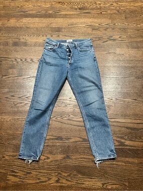 Agolde Medium Blue Button-Fly High-Rise Jeans Nico High Rise